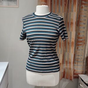H&M Multicolor Striped Short Sleeve Tee